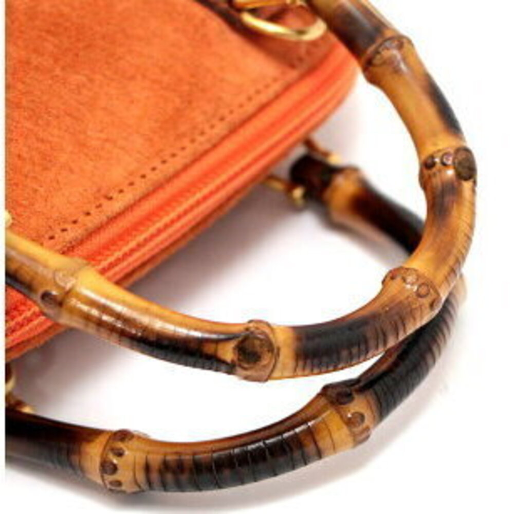 Gucci Bamboo Handbag Suede Leather Orange - Picture 4 of 6